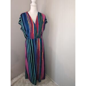 Halogen long flowy boho southwestern hippie bat wing kimono maxi dress